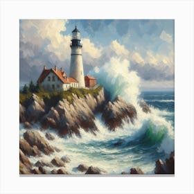 Lighthouse Crashing Waves Canvas Print