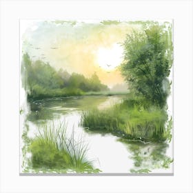 Springtime-Duck-Pond-Clipart.27. Olivia arts. Canvas Print