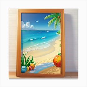 Default On The Beach 3 D Mosaic Painting Wall Art 2 Canvas Print