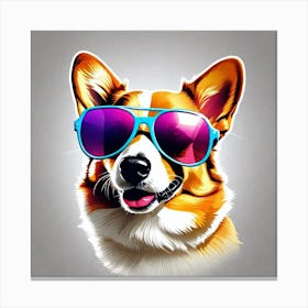 Corgi Dog With Sunglasses 5 Canvas Print