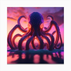 Octopus At Sunset Canvas Print