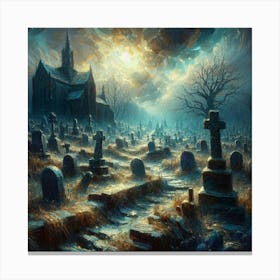 Van Gogh Madness: Luminous Surrealism in an Old Cemetery - RHADS Art | Arles Masterpiece in Ultra HD 128k with Unreal Engine, Atmospheric Light Reflections, and Polished 3D Textures. Canvas Print