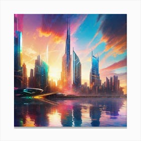 Futuristic Cityscape 77 Canvas Print