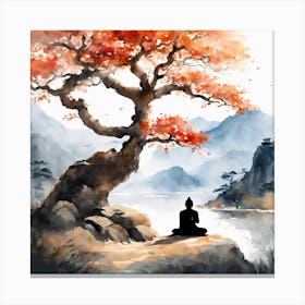 Buddha Painting Landscape (6) Canvas Print