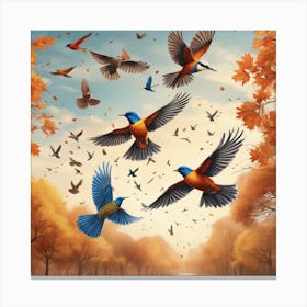 Autumn Birds In Flight 6 Canvas Print