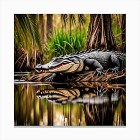 Alligator In The Swamp Canvas Print