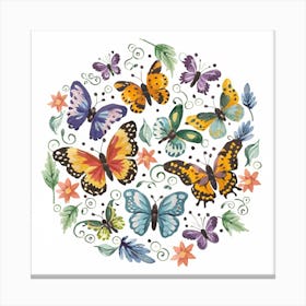 Butterflies In A Circle Canvas Print