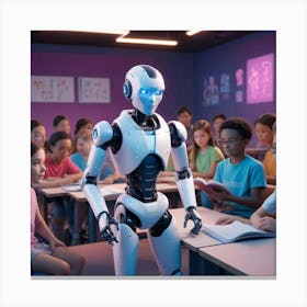 Robot In Classroom 15 Canvas Print