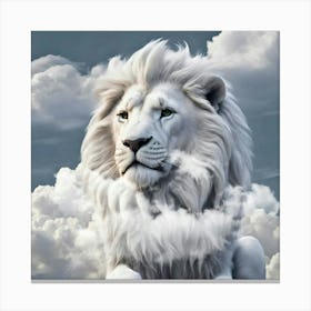 White Lion In The Clouds Expressionism Art And Positive Power Canvas Print
