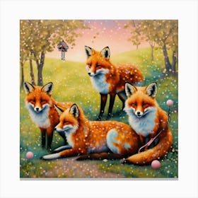 Leash of foxes 2 Canvas Print