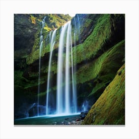 Waterfall In The Mountains Canvas Print