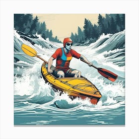 Man Kayaking In The River 1 Canvas Print