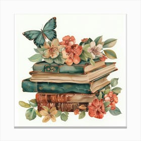 Books And Flowers Canvas Print