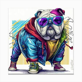 Purple Jeans Bulldog Canvas Print