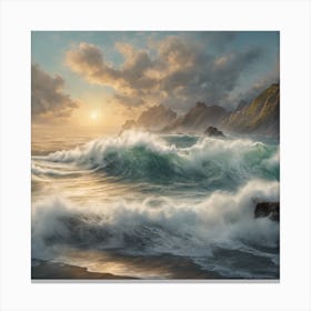 Seascape At Sunset Canvas Print