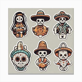 Day Of The Dead Stickers 3 Canvas Print