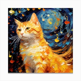Cat With Music Notes Canvas Print
