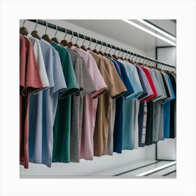 A rack of men's t-shirts 3 Canvas Print