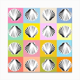 Colorful Pop Art Seashells, Color Block Canvas Print