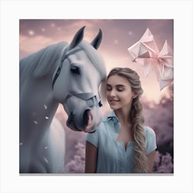 Portrait Of A Girl With A Horse 2 Canvas Print