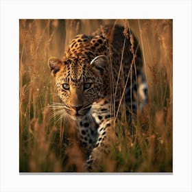 Leopard In The Grass Canvas Print