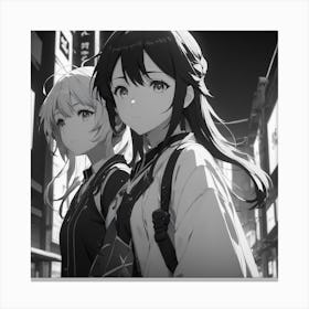 Two Anime Girls In A City Canvas Print
