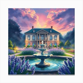 House With A Fountain Canvas Print