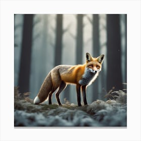 Fox In The Forest 45 Canvas Print
