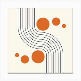 Modern Mid Century Sun and Rainbow Abstract 14 in Navy Blue and Burnt Orange Canvas Print
