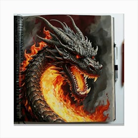 Dragon In Flames 2 Canvas Print