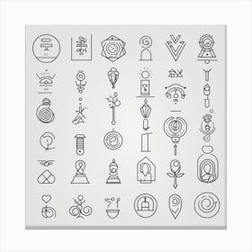 Line Icons Set Canvas Print