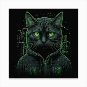 Cat With Green Eyes | Cybersecurity Canvas Print