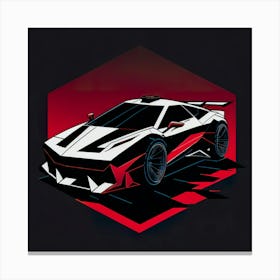 Car Red Artwork Of Graphic Design Flat (76) Canvas Print