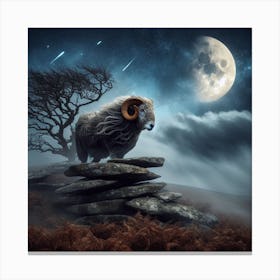 Ram In The Moonlight 3 Canvas Print