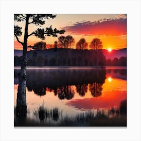 Sunset On The Lake Canvas Print