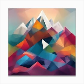 Abstract Colourful Geometric Polygonal Mountains Painting 1 Canvas Print