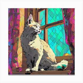 Cat In The Window 3 Canvas Print