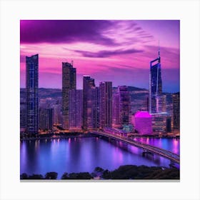 Purple City Skyline Canvas Print