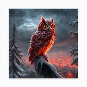Owl In The Snow 1 Canvas Print