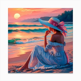 Sunset Reverie A Captivating Portrait Of Tranquility And Contemplation (1) Canvas Print