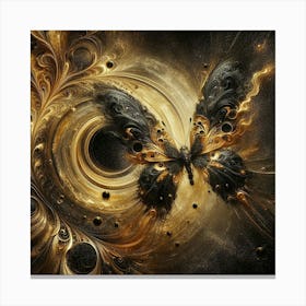 Butterfly In Black And Gold 1 Canvas Print