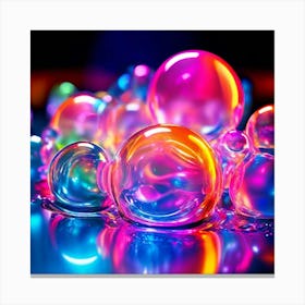 Glow Shapes Neon Bright Color 3d Fluid Bubbles Luminous Vibrant Vivid Radiant Flowing G (23) Canvas Print