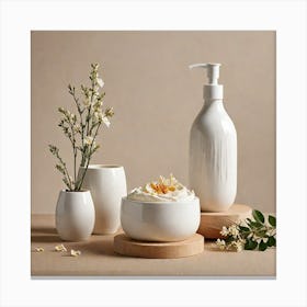 Product Photography Showcasing Skincare Products Inspired By Nature Presented In Ceramic Materials T 4021984047 Canvas Print