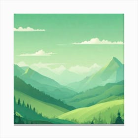 Misty mountains background in green tone 212 Canvas Print
