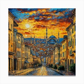 Sunset In Istanbul Canvas Print