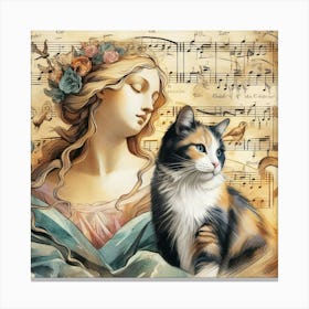 Cat And Music Canvas Print