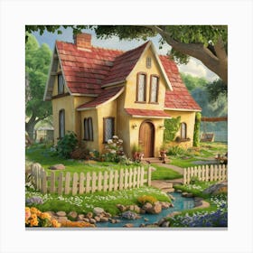 Cottage In The Countryside Canvas Print