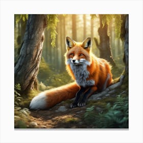 Red Fox In The Forest 69 Canvas Print