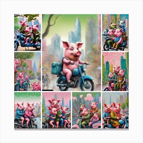 Pigs On Bikes Canvas Print