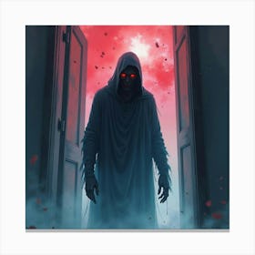 Haunting Horror Scene With A Monstrous Entity In Colorful Watercolor 1 Canvas Print